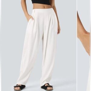 HALARA Women's Wide Leg White Pants